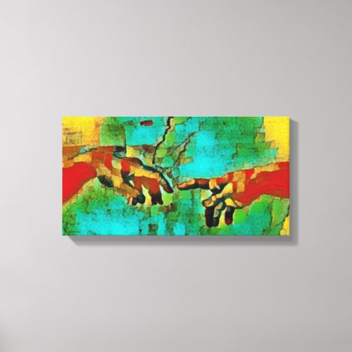 Michelangelo Abstract Creation of Adam Colourful Canvas Print