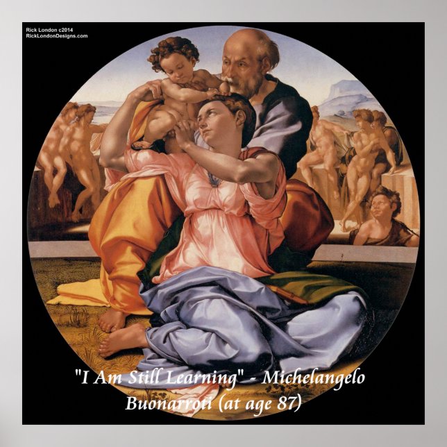 Michelangelo Art & Famous "Learning" Quote Poster (Front)