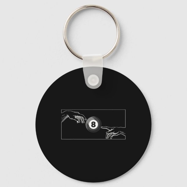 Michelangelo Artistic Billiards Hand Of God Black  Keychain (Front)