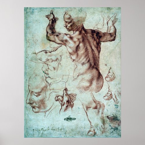 Michelangelo Buonarroti Studies for Libyan Sibyl Poster