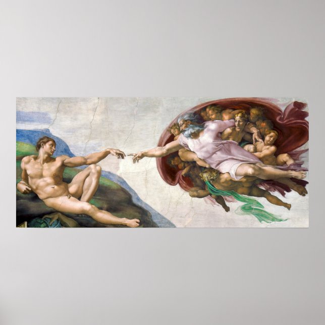 Michelangelo Buonarroti's The Creation of Adam  Poster (Front)