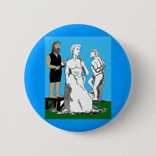 Michelangelo Carving David Button (Front)