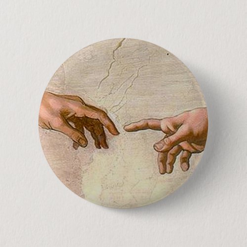 Michelangelo Creation Adam God Art Button