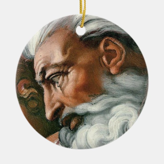 Michelangelo Creation Adam God Art Ceramic Ornament (Front)