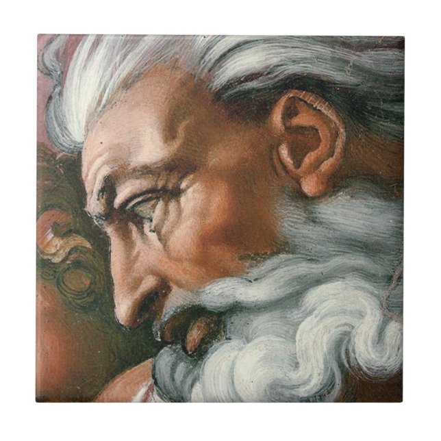 Michelangelo Creation Adam God Art Ceramic Tile (Front)
