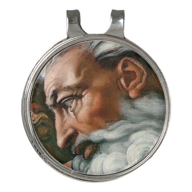 Michelangelo Creation Adam God Art Golf Hat Clip (Front)