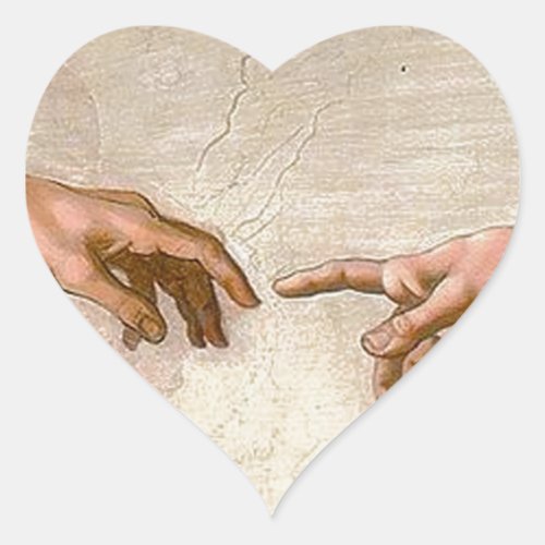 Michelangelo Creation Adam God Art Heart Sticker