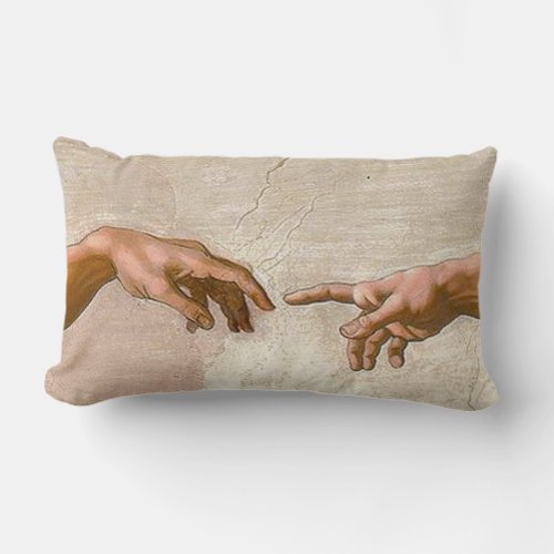 Michelangelo Creation Adam God Art Lumbar Pillow