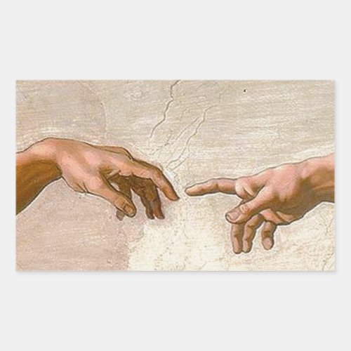 Michelangelo Creation Adam God Art Rectangular Sticker