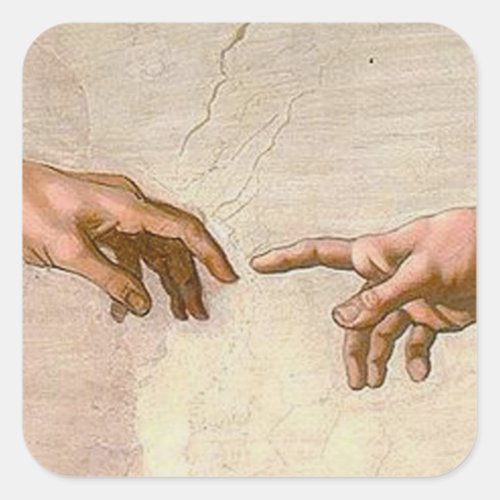 Michelangelo Creation Adam God Art Square Sticker