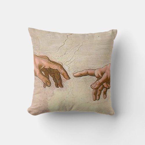 Michelangelo Creation Adam God Art Throw Pillow