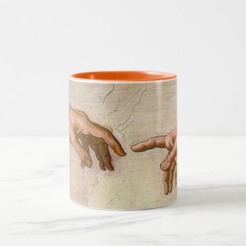 Michelangelo Creation Adam God Art Two_Tone Coffee Mug