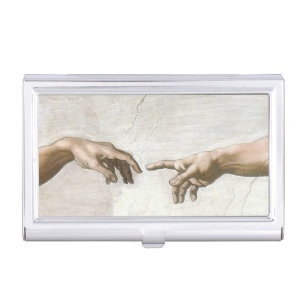 Michelangelo Creation of Adam Hands Fine Art Business Card Case