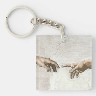 Michelangelo Creation of Adam Hands Fine Art Keychain