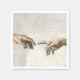 Michelangelo Creation of Adam Hands Fine Art Napkins