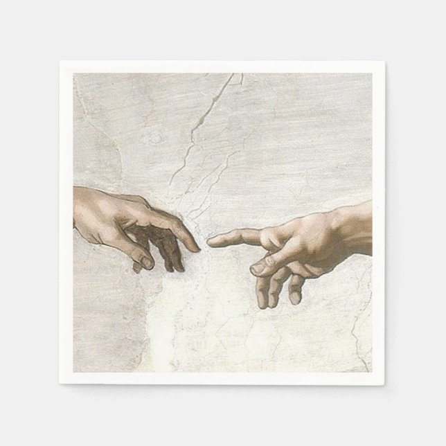 Michelangelo Creation of Adam Hands Fine Art Napkins (Front)