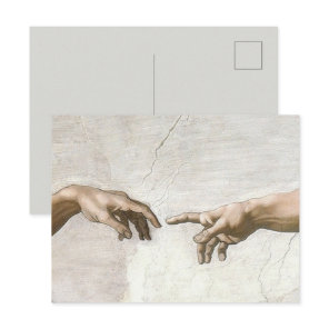 Michelangelo Creation of Adam Hands Fine Art Postcard