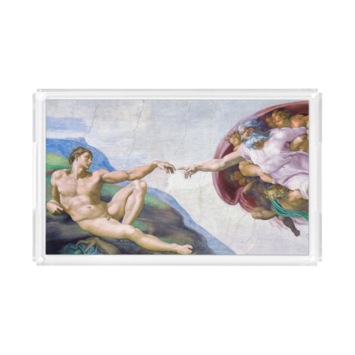Michelangelo _ Creation of Adam Isolated Acrylic Tray