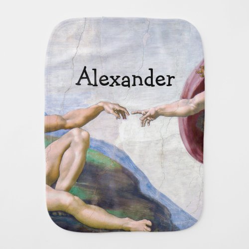 Michelangelo _ Creation of Adam Isolated Baby Burp Cloth