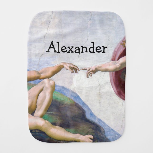 Michelangelo - Creation of Adam Isolated Baby Burp Cloth (Front)