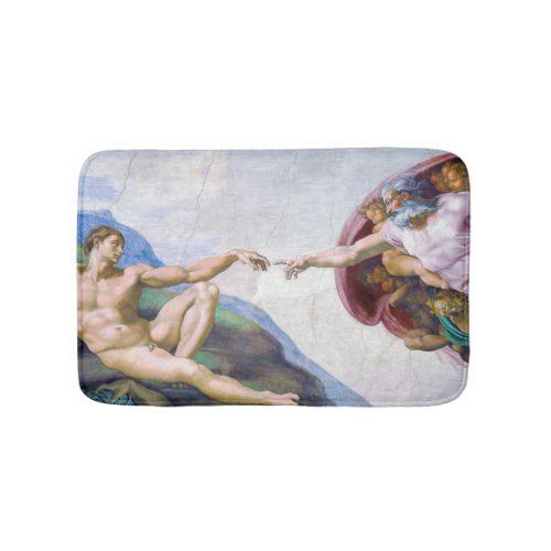 Michelangelo _ Creation of Adam Isolated Bath Mat