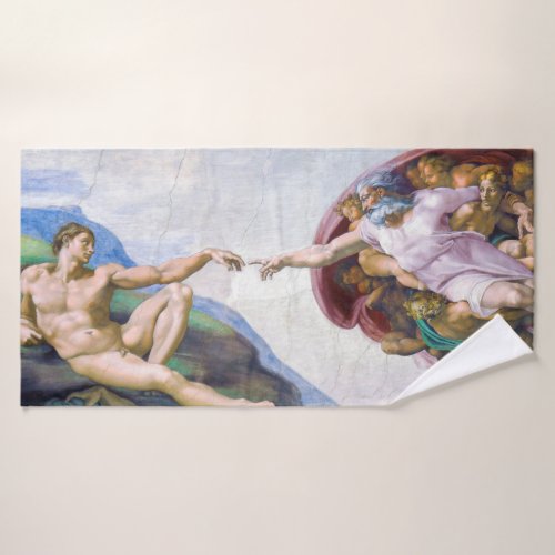 Michelangelo _ Creation of Adam Isolated Bath Towel Set