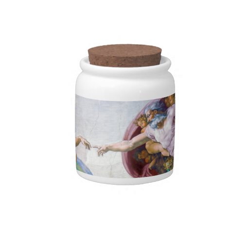 Michelangelo _ Creation of Adam Isolated Candy Jar