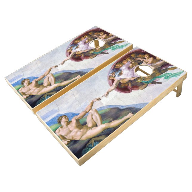 Michelangelo - Creation of Adam Isolated Cornhole Set (Angled)