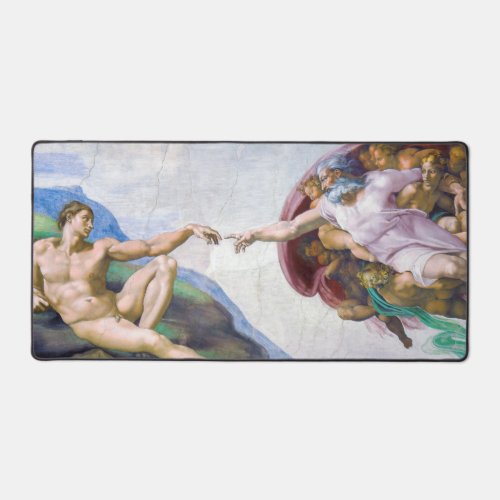 Michelangelo _ Creation of Adam Isolated Desk Mat