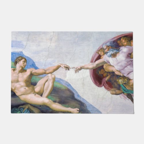 Michelangelo _ Creation of Adam Isolated Doormat