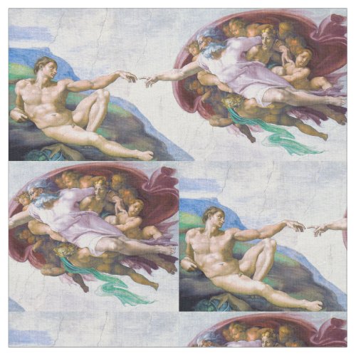 Michelangelo _ Creation of Adam Isolated Fabric