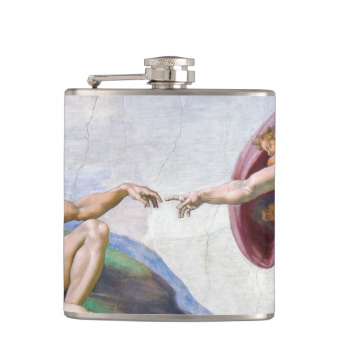 Michelangelo _ Creation of Adam Isolated Flask