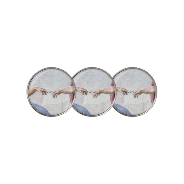 Michelangelo - Creation of Adam Isolated Golf Ball Marker (3 Up)