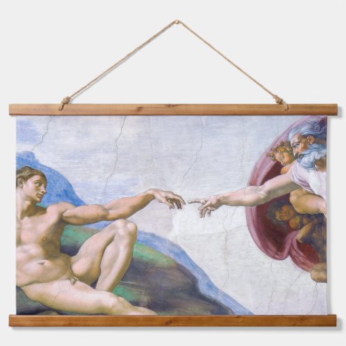 Michelangelo _ Creation of Adam Isolated Hanging Tapestry