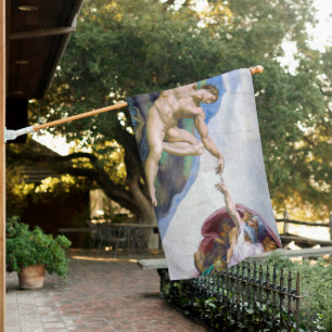 Michelangelo - Creation of Adam Isolated House Flag