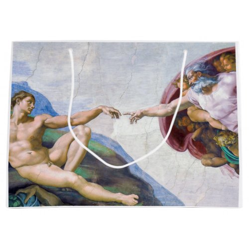 Michelangelo _ Creation of Adam Isolated Large Gift Bag
