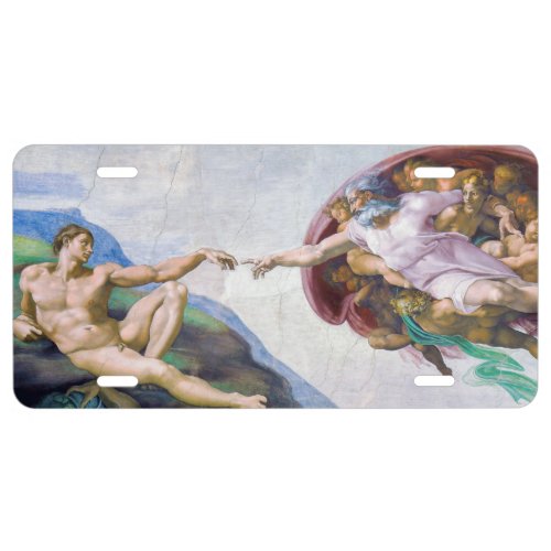 Michelangelo _ Creation of Adam Isolated License Plate