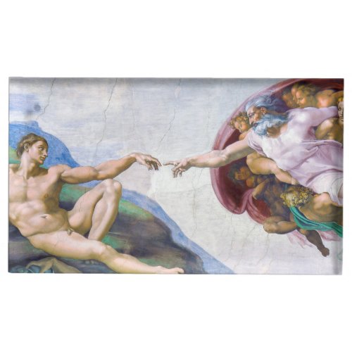 Michelangelo _ Creation of Adam Isolated Place Card Holder