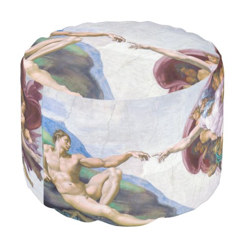 Michelangelo _ Creation of Adam Isolated Pouf
