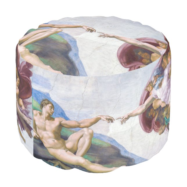Michelangelo - Creation of Adam Isolated Pouf (Angled Back)
