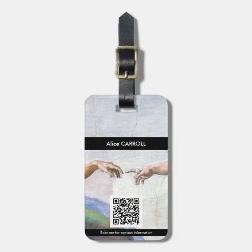 Michelangelo _ Creation of Adam Isolated _ QR Code Luggage Tag