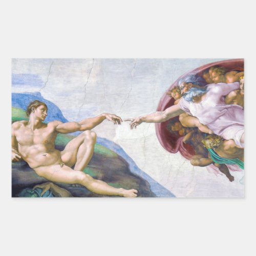 Michelangelo _ Creation of Adam Isolated Rectangular Sticker