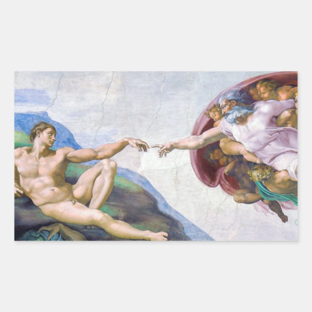 Michelangelo - Creation of Adam Isolated Rectangular Sticker (Front)
