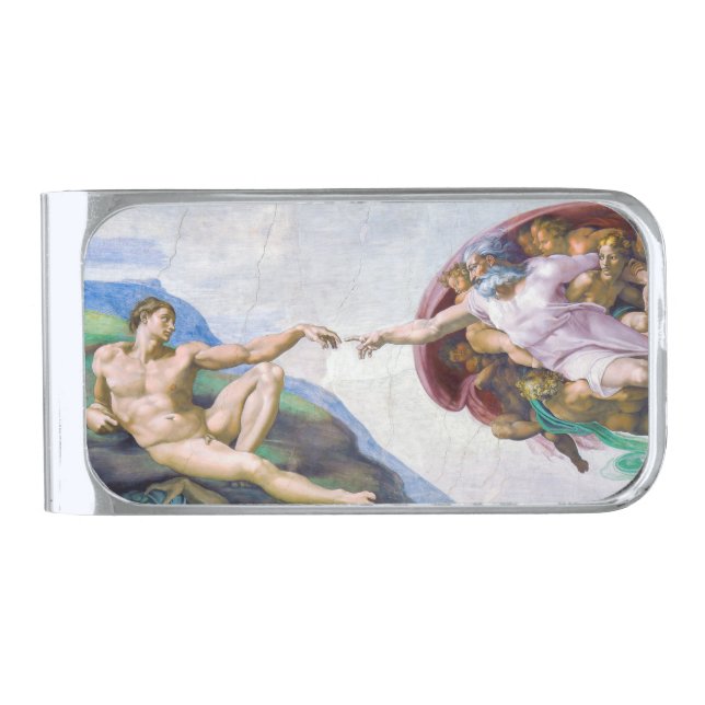 Michelangelo - Creation of Adam Isolated Silver Finish Money Clip (Front)