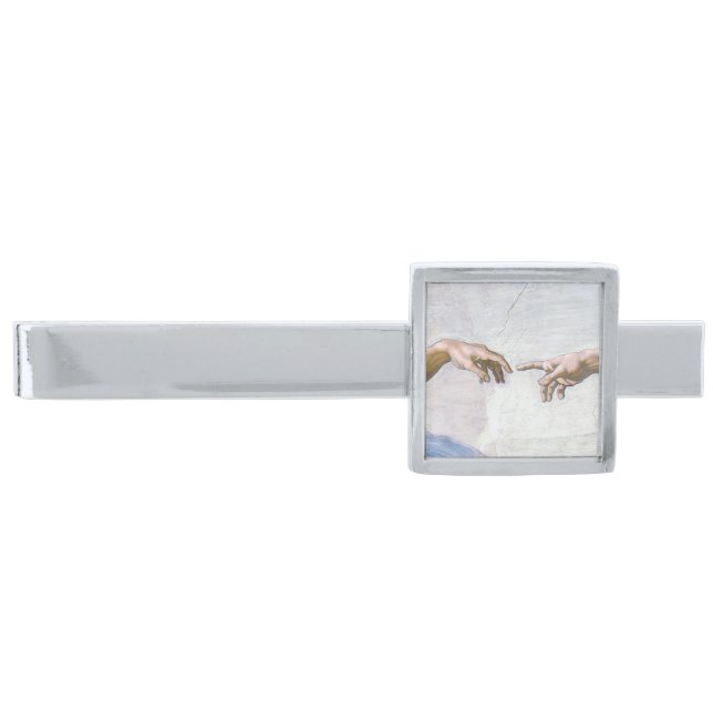 Michelangelo - Creation of Adam Isolated Silver Finish Tie Bar (Front)