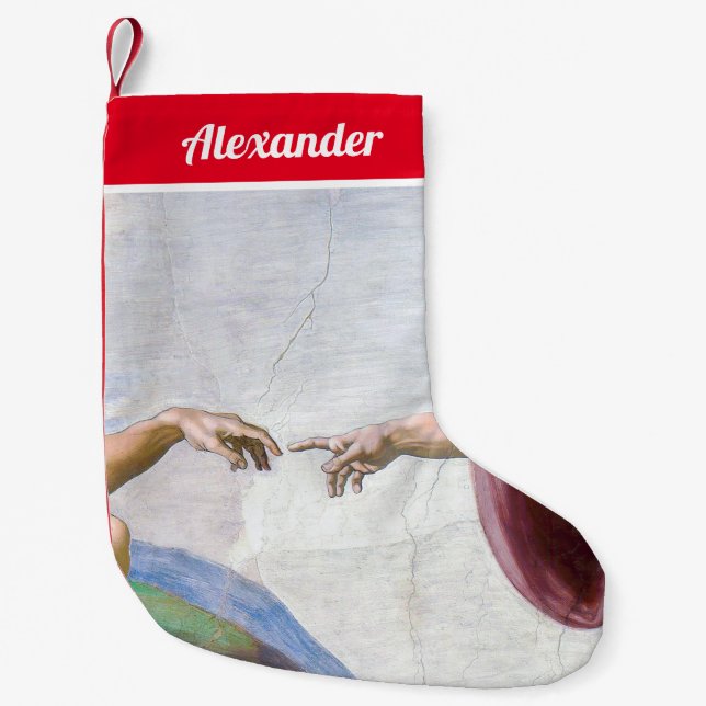 Michelangelo - Creation of Adam Isolated Small Christmas Stocking (Front)