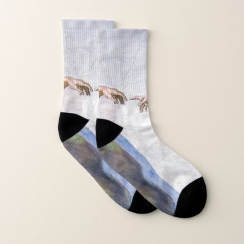 Michelangelo _ Creation of Adam Isolated Socks