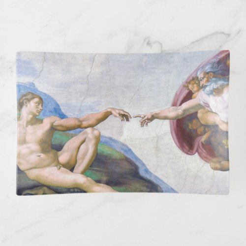 Michelangelo _ Creation of Adam Isolated Trinket Tray