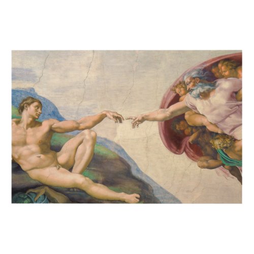 Michelangelo _ Creation of Adam Isolated Wood Wall Art