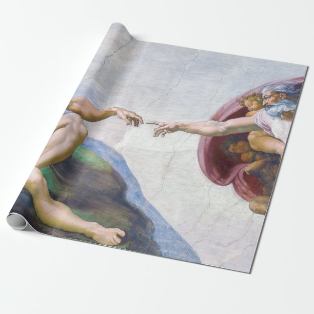 Michelangelo - Creation of Adam Isolated Wrapping Paper (Unrolled)